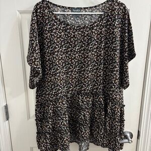 Arula Black and Brown Floral Tiered Blouse Size B